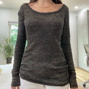 Express Metallic Black Long Sleeve Top